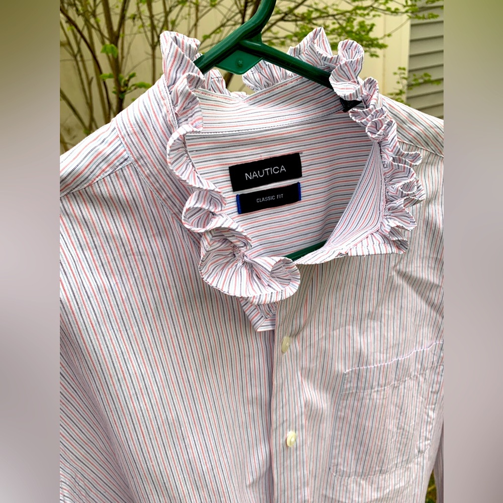 Nautical Ruffled Collar Dress Shirt